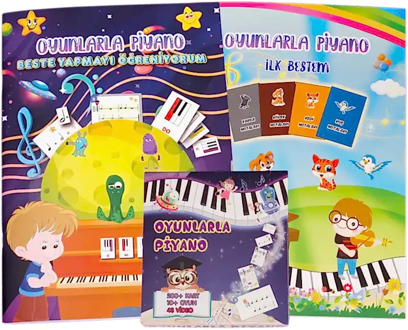 Oyunlarla Piyano Eğitim Seti Oyunlarla Piyano kitap seti ve içerikleri